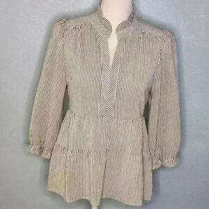 Montreal Los Angeles women's  3/4" sleeve gray & white blouse